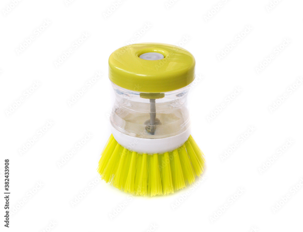 Dish cleaning brush isolated on white background side view