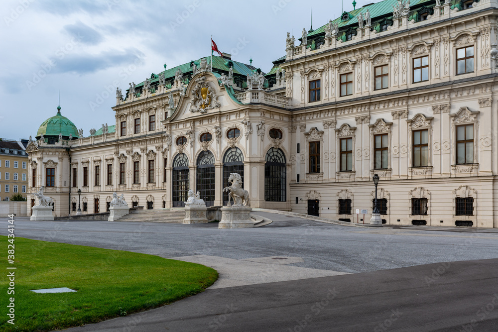 Beautiful view of the famous Palace Belvedere summer residence for Prince Eugene of Savoy, in Vienna the former capital of the Habsburg Empire.