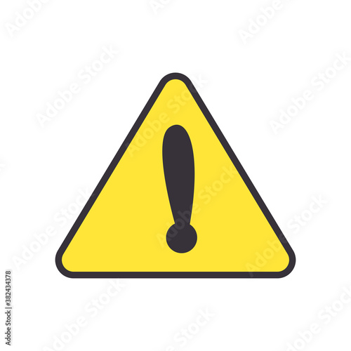 Exclamation mark triangle warning sign line and fill style icon ector design