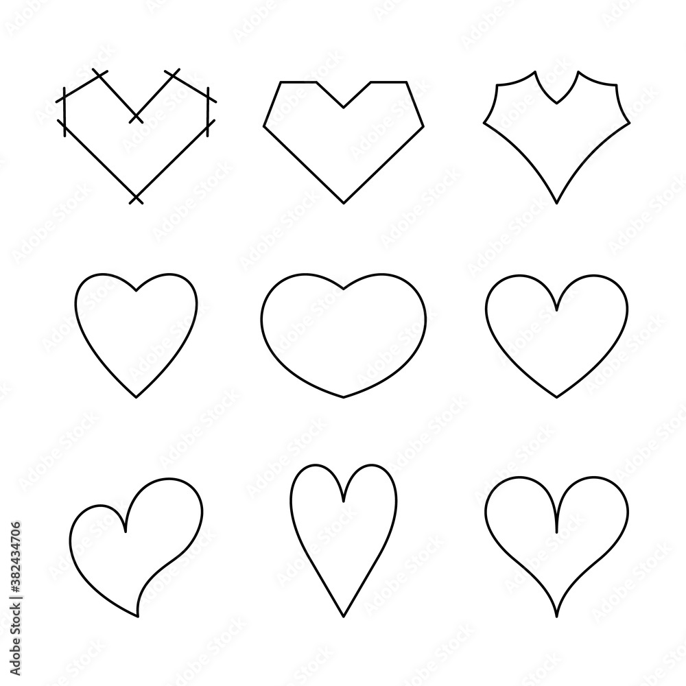 set of black and white hearts