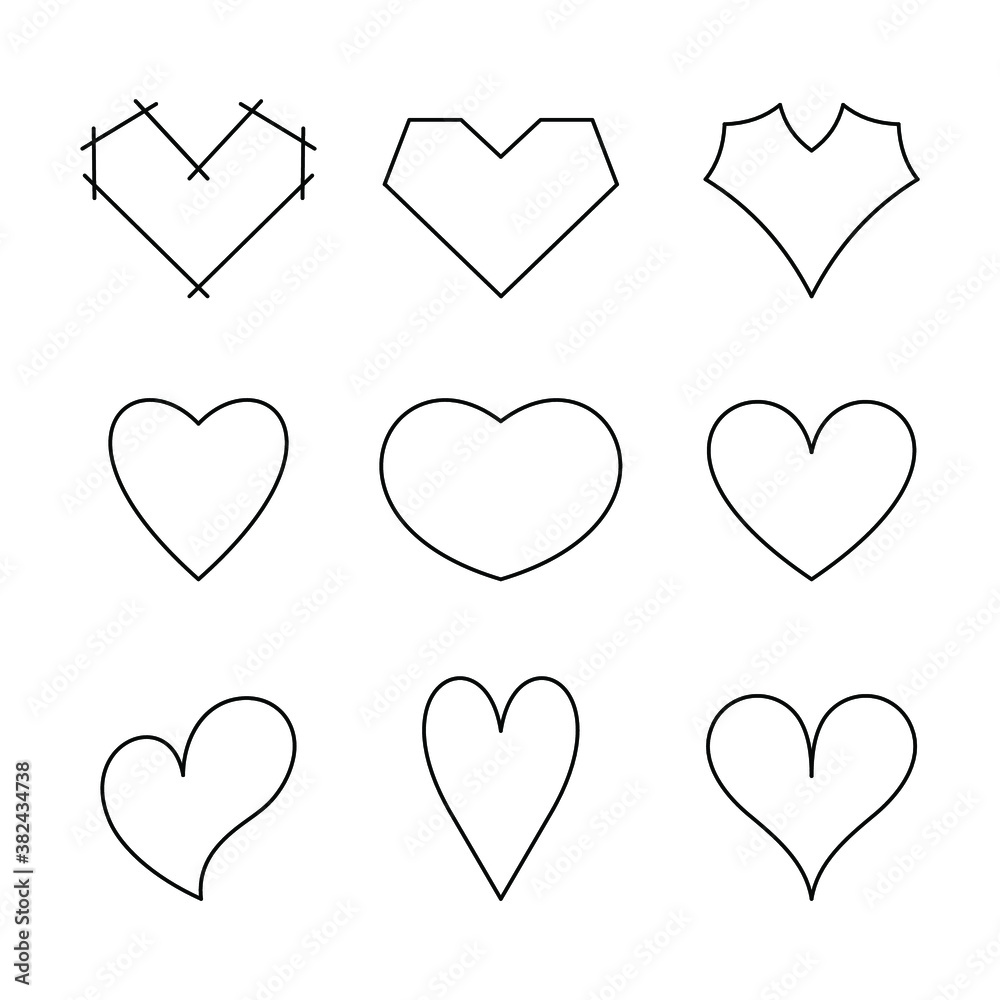 set of hearts black and white