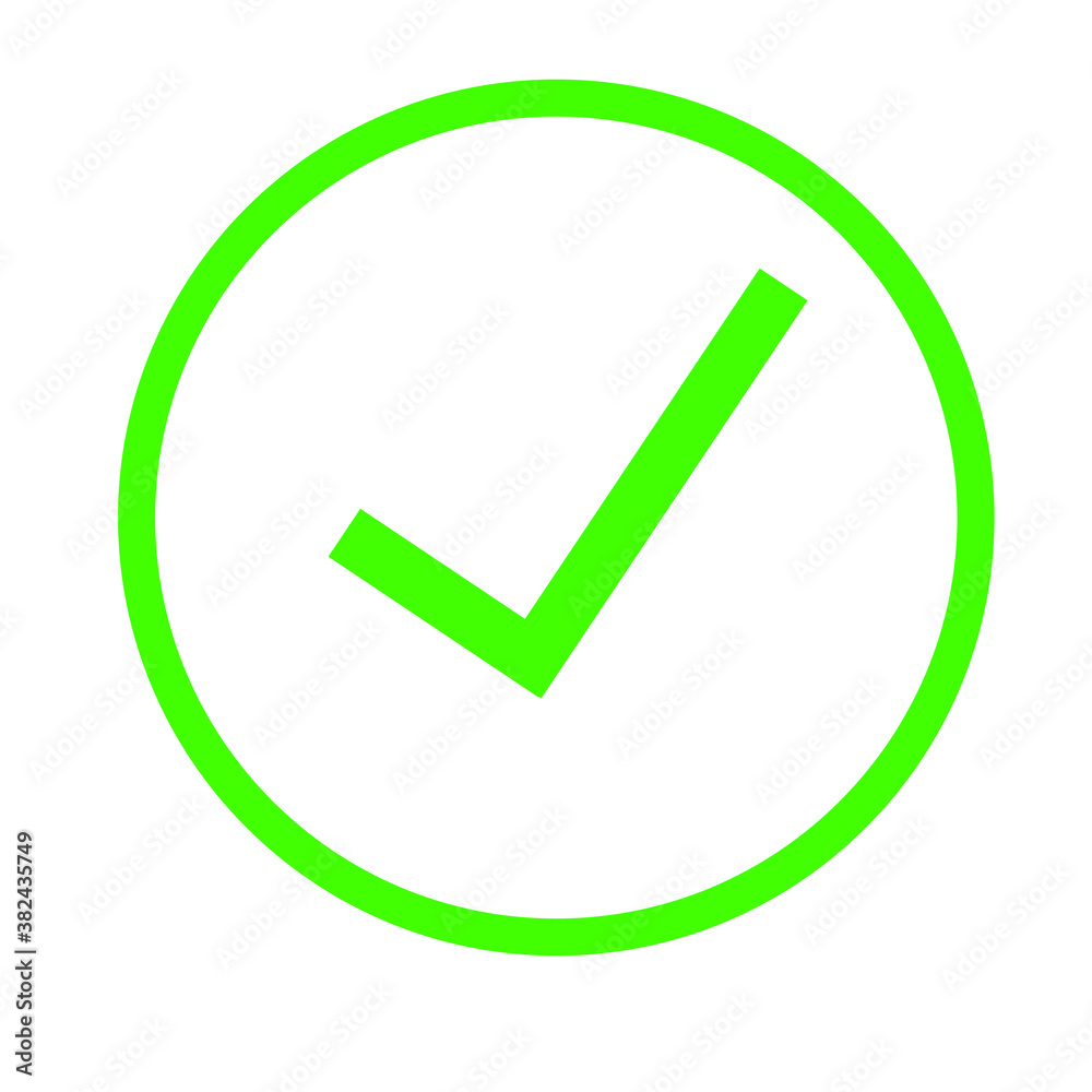 Green check mark in a green outline circle for approval, acceptance, or positive decision making concepts. Green check mark in a green outline circle for approval, acceptance, or positive decision making concepts.