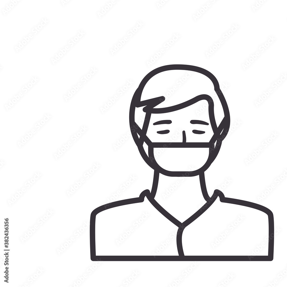 Mand with facemask line style icon vector design Mand with facemask line style icon vector design