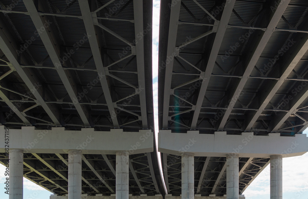 Metal structure of the bridge, bottom view