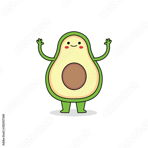 Cute avocado cartoon character