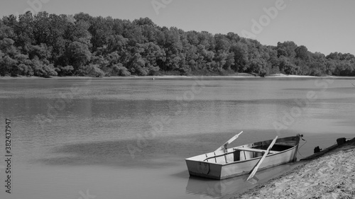 natural peace with a lone boat