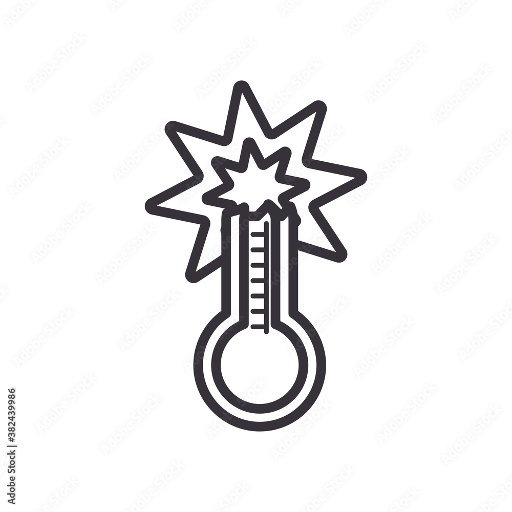 Naklejka premium Thermometer with explosion line style icon vector design