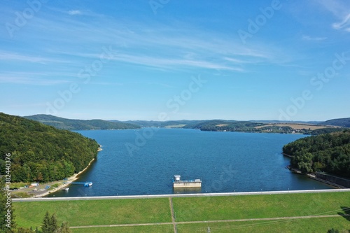 Aerial view of Velka Domasa water reservoir in Slovakia photo