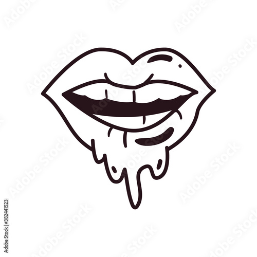 pop art female mouth melting line style icon vector design