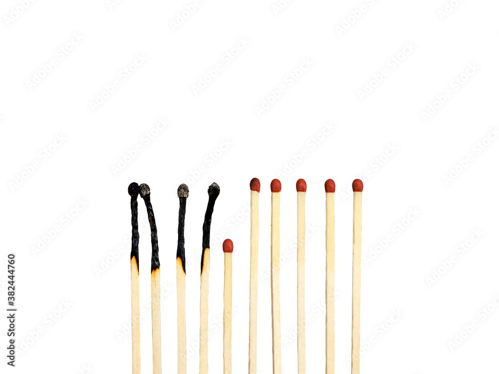 Matchsticks burn, one piece prevents the fire from spreading isolated in white background. Stay home. Stop coronavirus (2019-nCoV). Social, public concept. Universal epidemic template. Matchsticks burn, one piece prevents the fire from spreading isolated in white background. Stay home. Stop coronavirus (2019-nCoV). Social, public concept. Universal epidemic template.