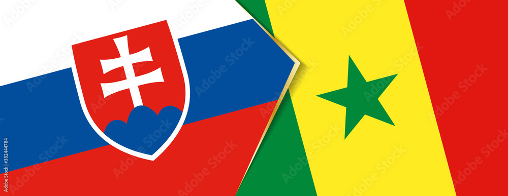 Slovakia and Senegal flags, two vector flags.