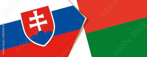 Slovakia and Madagascar flags, two vector flags.