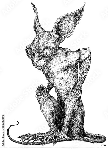 Tableau sur toile fairy pixie little sitting evil creature nightmare fiend of hell beast