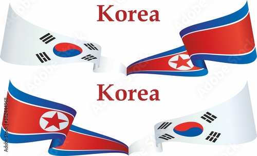 Flag of North Korea, Democratic People's Republic of Korea. Bright, colorful vector illustration.