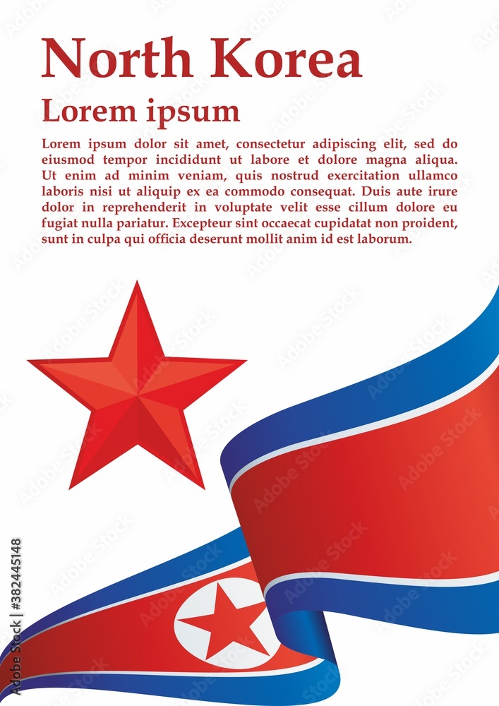 Flag of North Korea, Democratic People's Republic of Korea. Bright, colorful vector illustration. Flag of North Korea, Democratic People's Republic of Korea. Bright, colorful vector illustration.