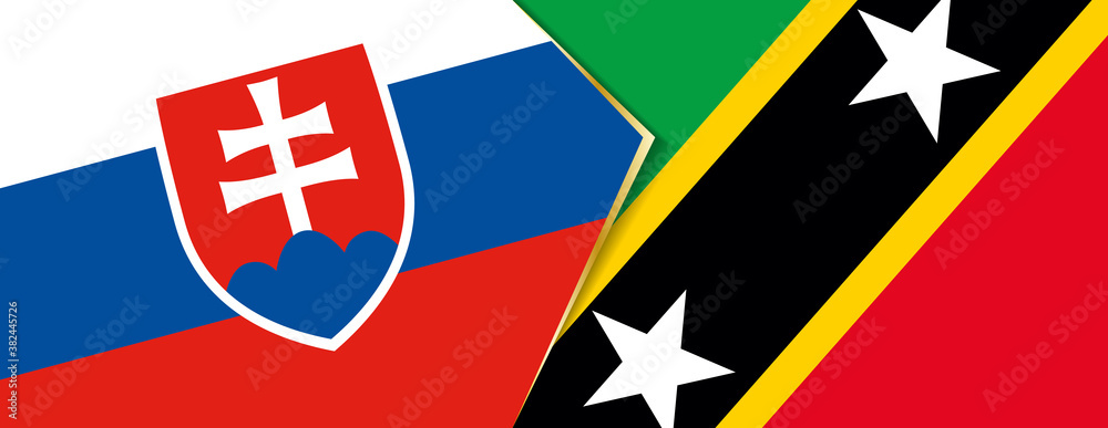 Slovakia and Saint Kitts and Nevis flags, two vector flags.