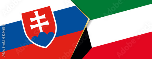 Slovakia and Kuwait flags, two vector flags.