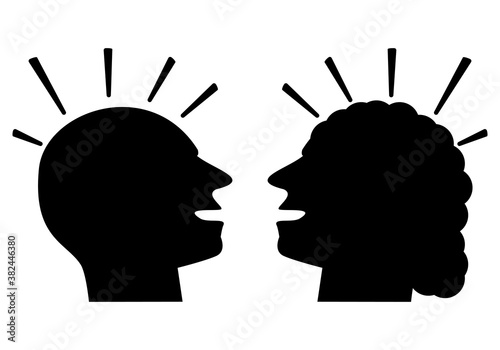 Siluetas de hombre y mujer discutiendo