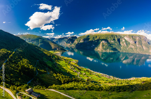 View of the Aurlandsfjord - Sognefjorden from the Stegastein viewpoint, Norway