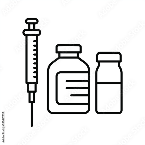 vector medical icon for pandemic vaccine ampoule and syringe. Image of covid-19 vaccine and syringe. Illustration of antiviral vaccine.