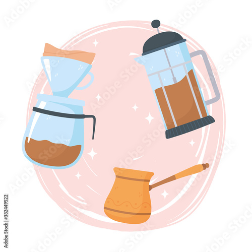 coffee brewing methods, alternative of different way, french press turkish and drip
