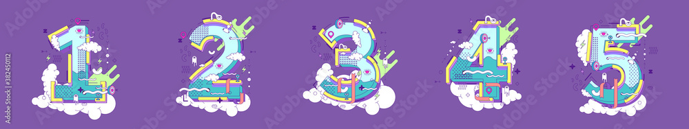 Fototapeta premium Numbers from 1 to 5. Numeral alphabet 12345. Numbers icon.