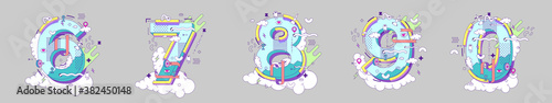 Vector numbers icon. Numbers from 6 to 10. Numeral alphabet 67890. 