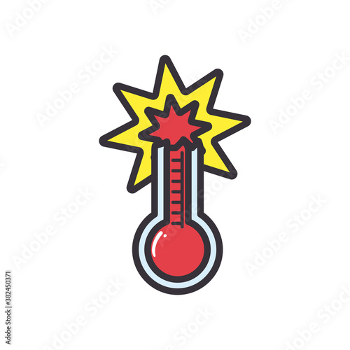 Thermometer with explosion line and fill style icon vector design