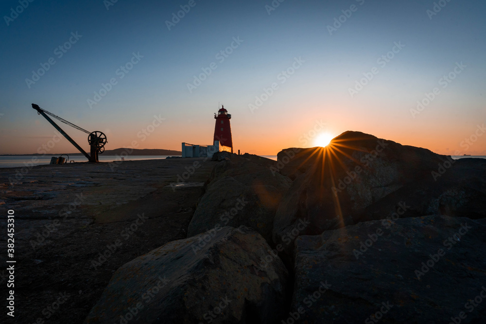 Poolbeg Lighthouse, Dublin at sunrise