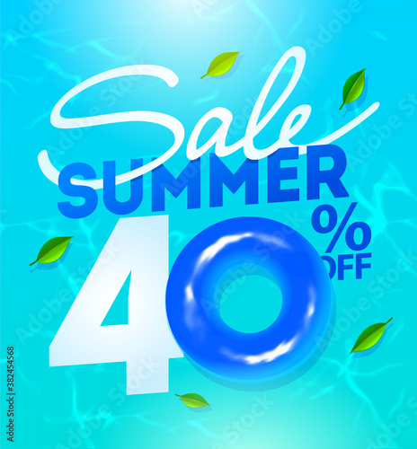 Off Summer Sale template poster, vector illustration. Water ripple background. Summer Sale poster