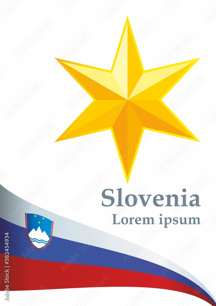Obraz premium Flag of Slovenia, Republic of Slovenia. Template for award design, an official document with the flag of Slovenia. Bright, colorful vector illustration