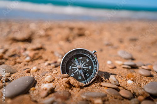 compass, direction, north, travel, east, west, south, navigation, macro, isolated, equipment, orientation, texture, closeup, concept, rock, map, hiking, nature, sand, beach, sea, ocean, water, sky, jo