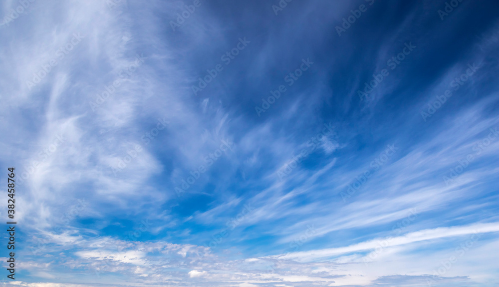 Plumose clouds in the blue sky, nature background