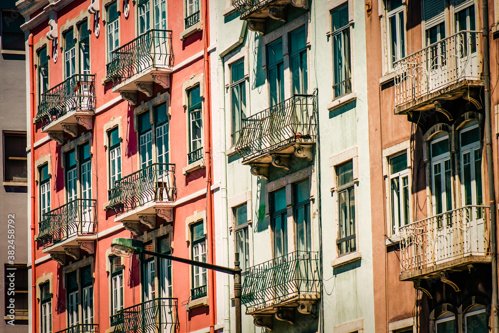 View of the facade of a building in the downtown of Lisbon in Portugal
View of the facade of a building in the downtown of Lisbon in Portugal