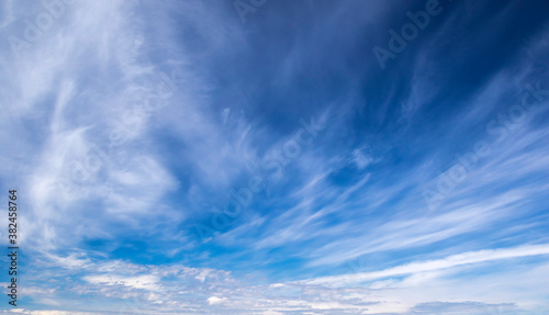 Plumose clouds in the blue sky, nature background