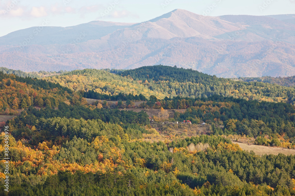 Colorful mountain landscape. Autumn in the mountains. Colorful mountain landscape. Autumn in the mountains.