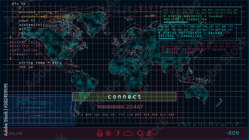 Earth globe map on screen illustration