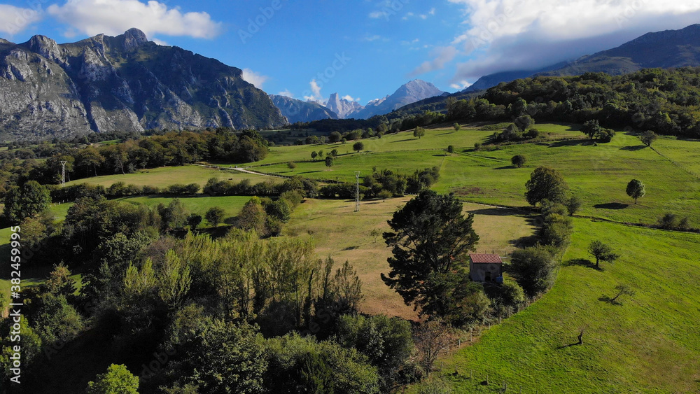 The Naranjo de Bulnes, known as Picu Urriellu, from Pozo de la Oracion viewpoint (mirador) at