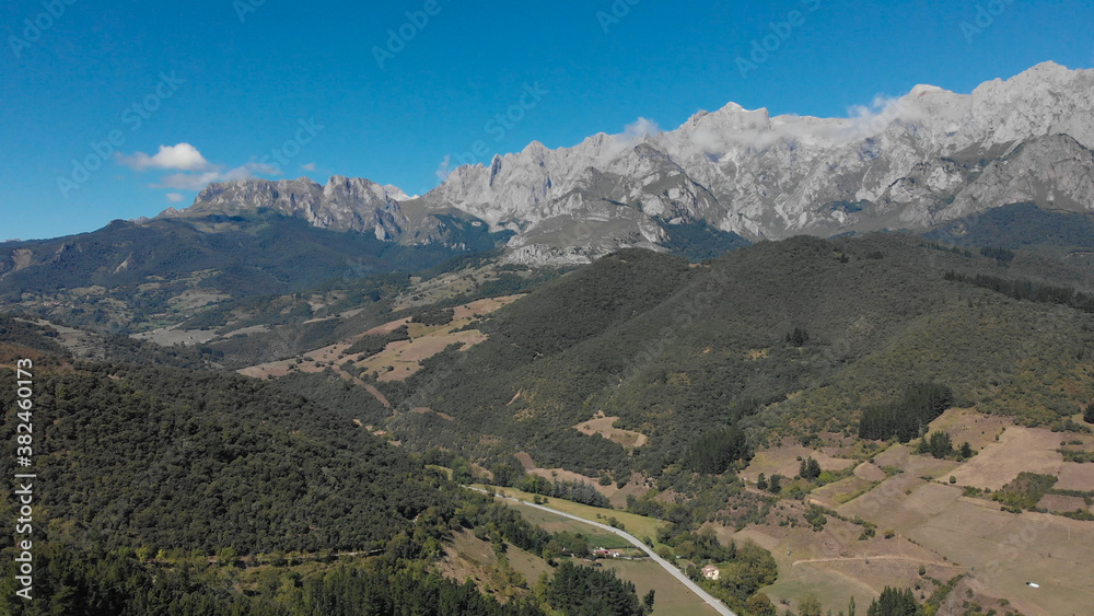 Aerial view of the Picos de Europa (Peaks of Europe) a mountain range part of the Cantabrian Mountains in northern Spain. Aerial view of the Picos de Europa (Peaks of Europe) a mountain range part of the Cantabrian Mountains in northern Spain.