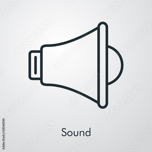 Símbolo sonido. Logotipo lineal altavoz en fondo gris