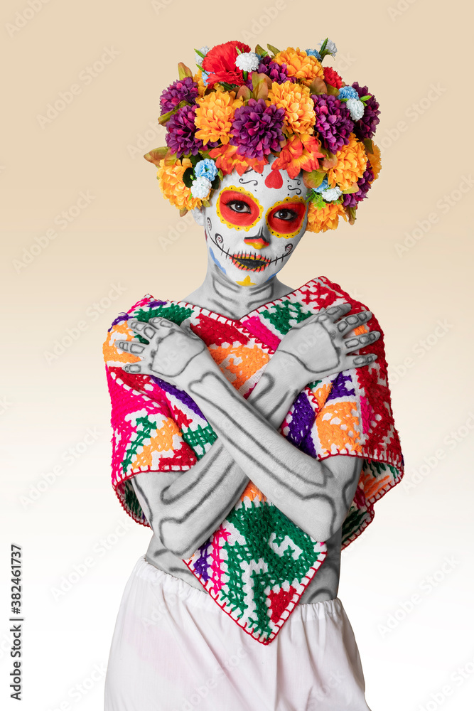 Young Catrina with make up for Dia de Muertos party