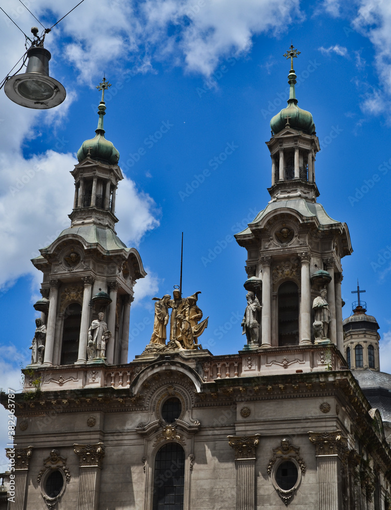 Church Towers Against Blue Cloudy Sky in Argentina