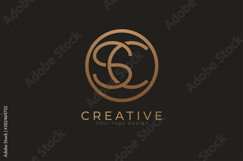 Abstract initial letter S and C logo,circle line and letter SC combination, usable for branding and business logos, Flat Logo Design Template, vector illustration