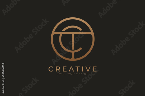 Abstract initial letter T and C logo,circle line and letter TC combination, usable for branding and business logos, Flat Logo Design Template, vector illustration photo