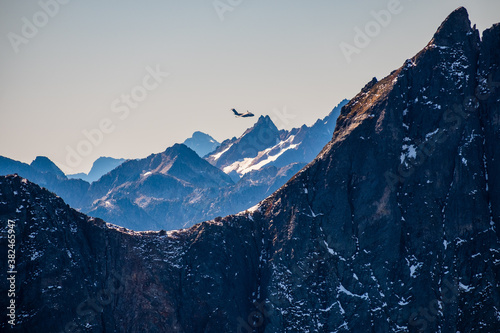 High snow-covered mountain peaks in the North Cascades