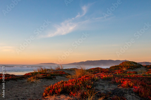 A beautiful coastal sunset at Ocean Beach, San Francisco