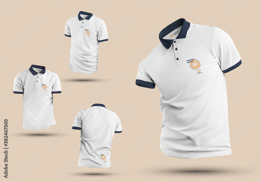 4 Polo Shirt Mockups plantilla de Stock | Adobe Stock