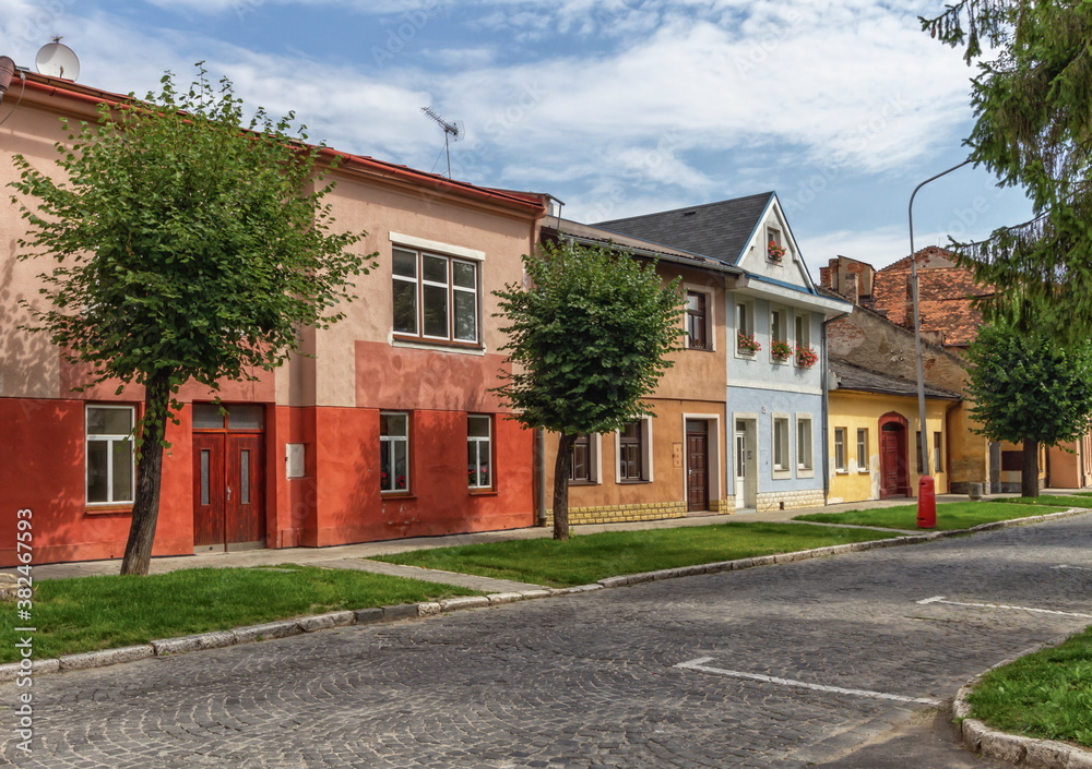 Historical street in Kezmarok city by day, Slovakia Historical street in Kezmarok city by day, Slovakia