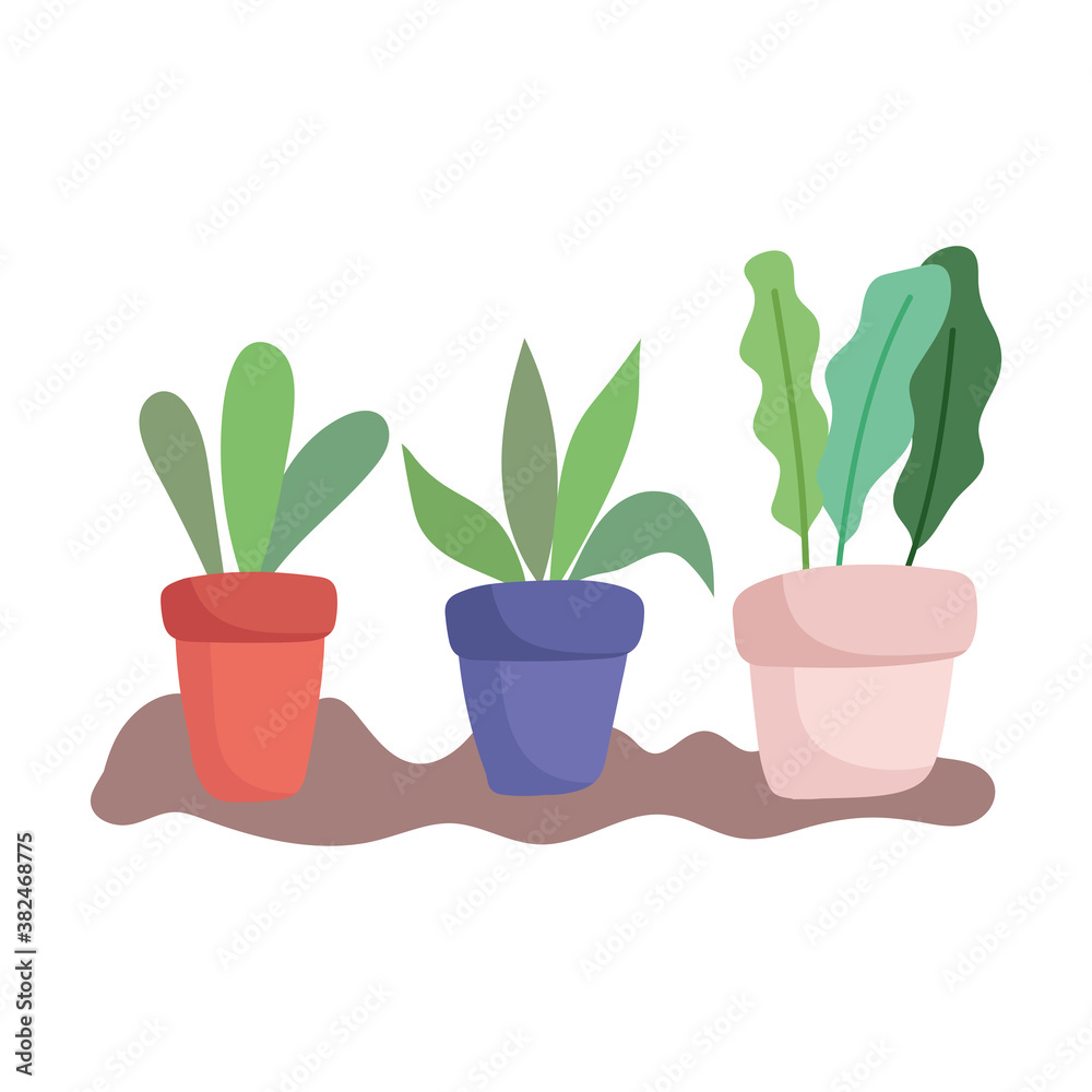 Obraz premium gardening, potted plants in the ground isolated icon style