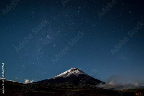 Cotopaxi Volcano at night with stars / long expusure © Jos